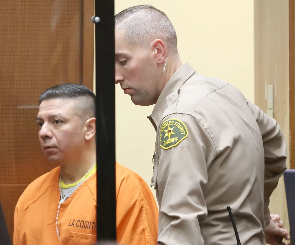 Firefighter Andrew Jimenez appears in Los Angeles Superior Court.