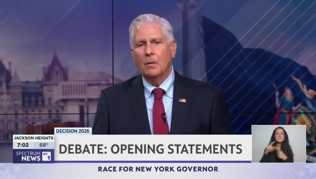 GOP challenger Bruce Blakeman speaking during the New York gubernatorial debate.