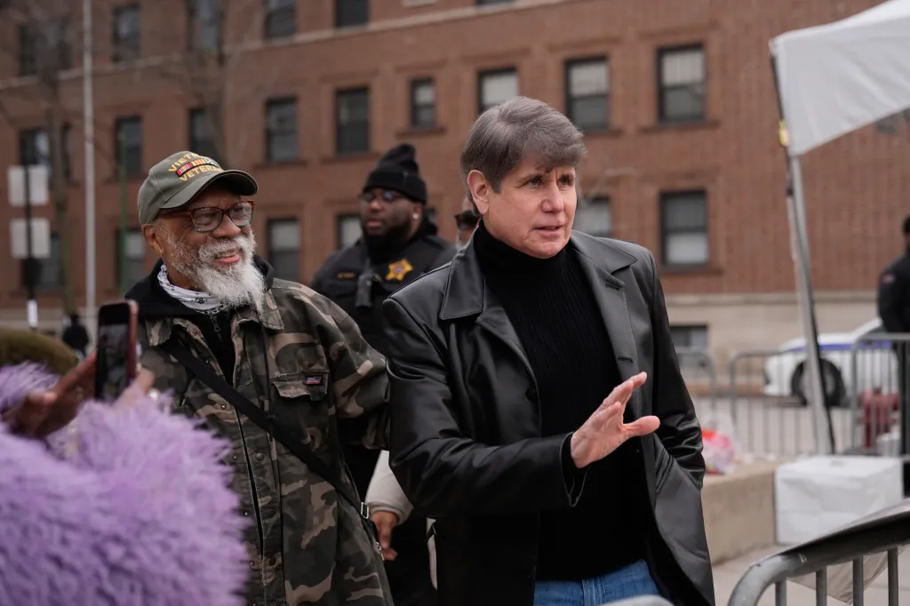Former Illinois Gov. Rod Blagojevich arrives at a public visitation for the Rev. Jesse Jackson.