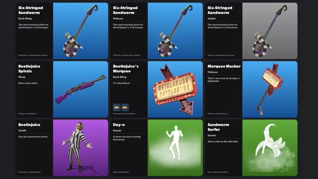 Fortnite Beetlejuice Bundle Items