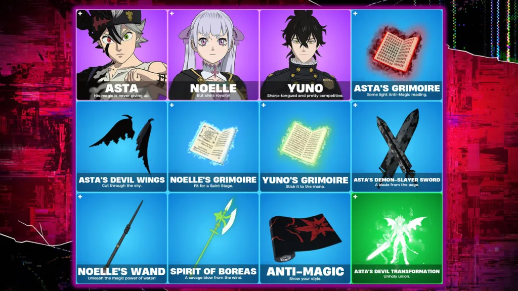 Fortnite Black Clover Bundle Items