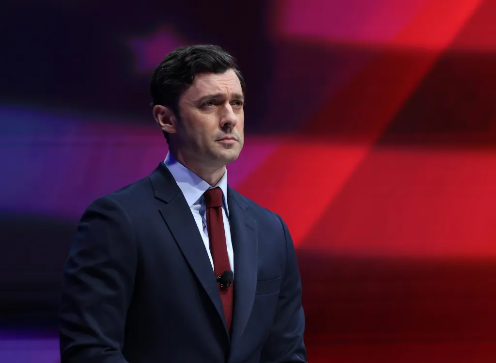 Georgia Democratic Senator Jon Ossoff answers questions during a debate in Atlanta.