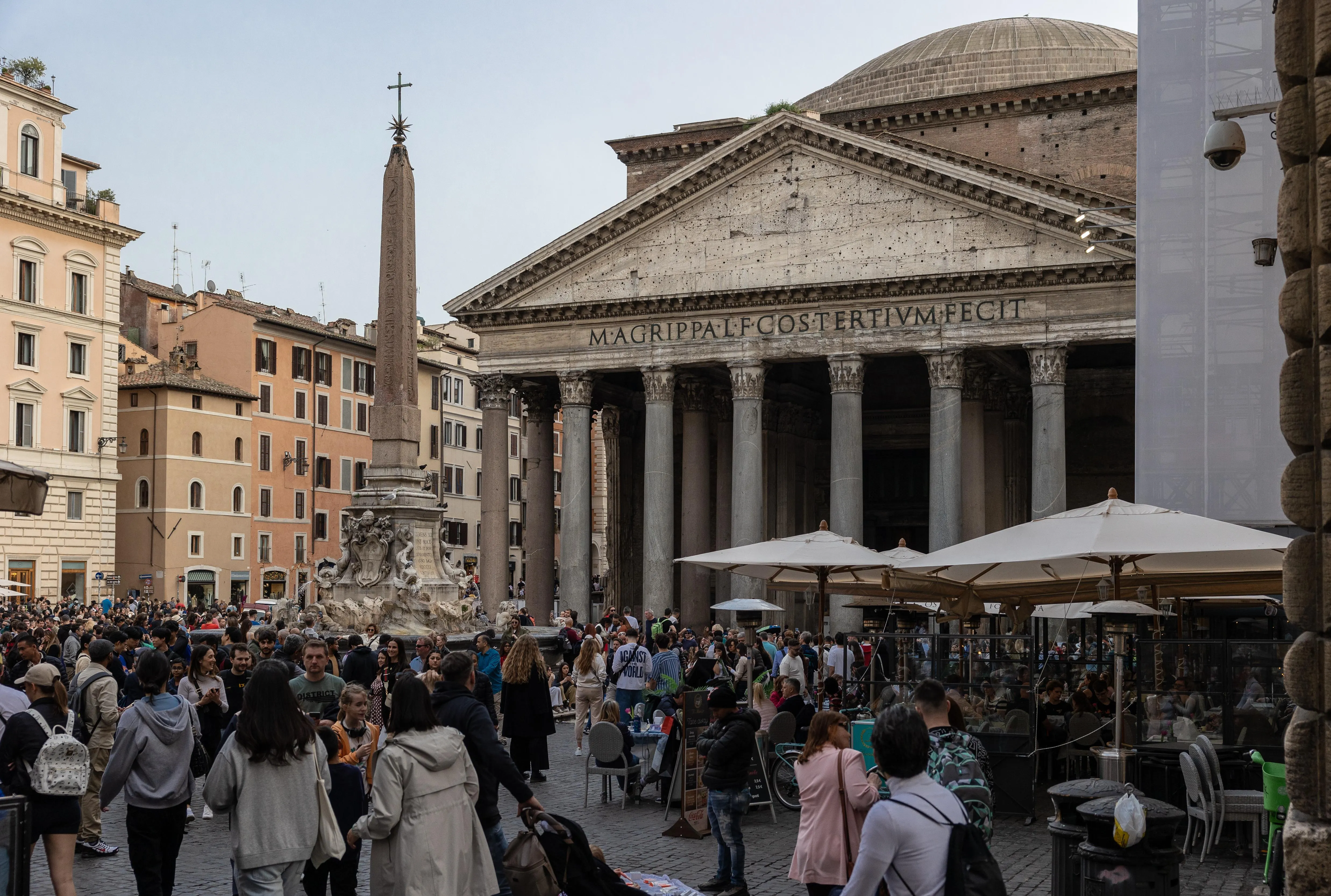 ROME, ITALY - MARCH 30: A general picture shows the main facade of the Pantheon in Piazza della Rotonda on March 30, 2024 in Rome, Italy. Featuring 25.000 archaeological sites and locations, including some of the major and outstanding monuments of antiquity, the historic centre of Rome was declared a World Heritage Site by UNESCO in 1980. (Photo by Emanuele Cremaschi/Getty Images)