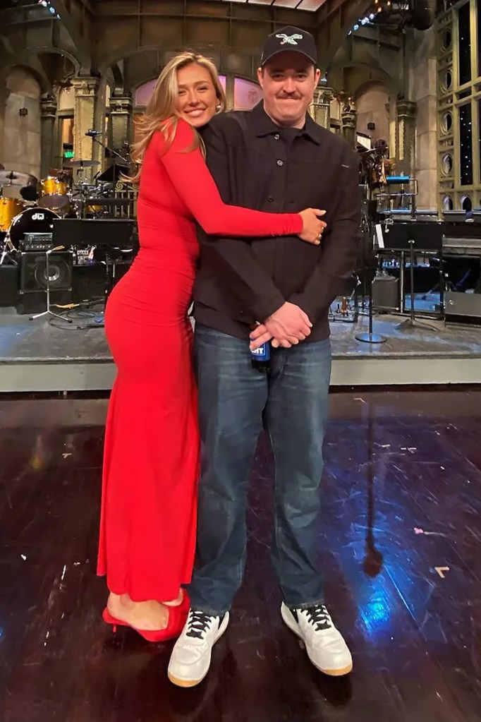 Grace Brassel and Shane Gillis on the set of Saturday Night Live.