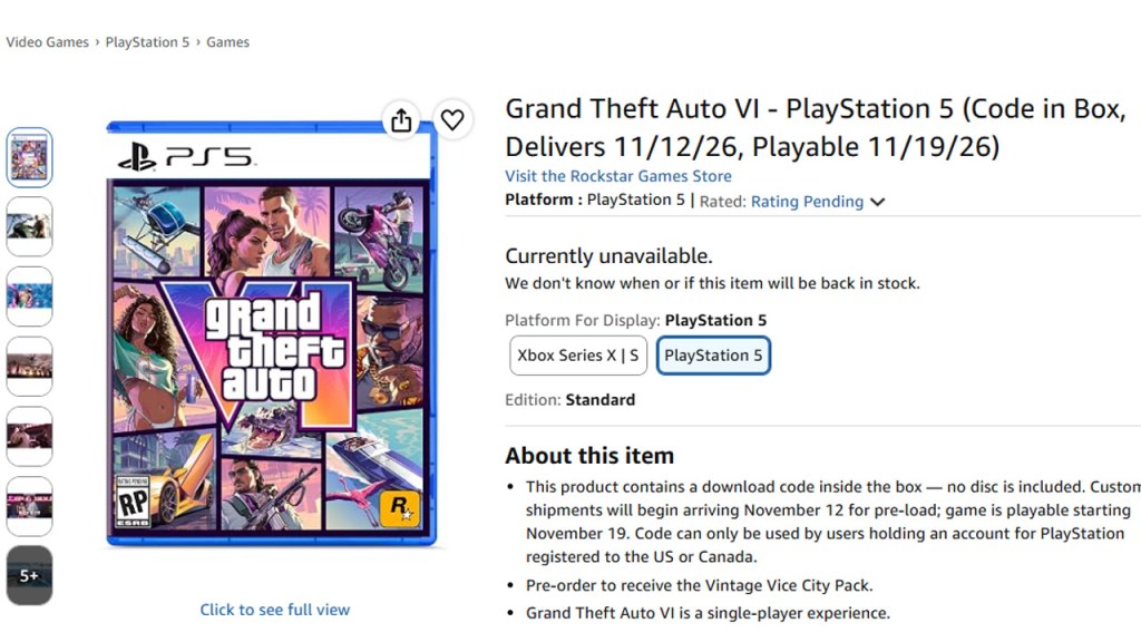 GTA 6 Code In Box Sold Out
