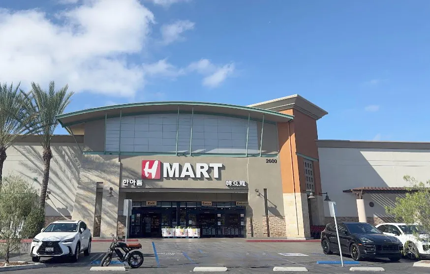 Exterior view of the H Mart store in Irvine, California.