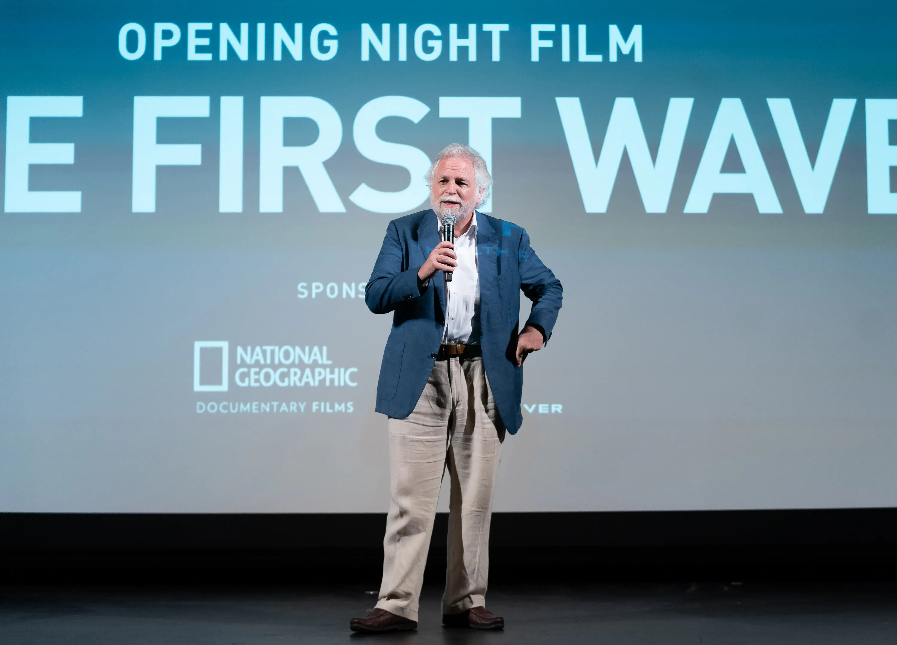 Hamptons International Film Festival Board Chair, Randy Mastro speaks onstage at the World Premiere of National Geographic Documentary Films' 'The First Wave'.