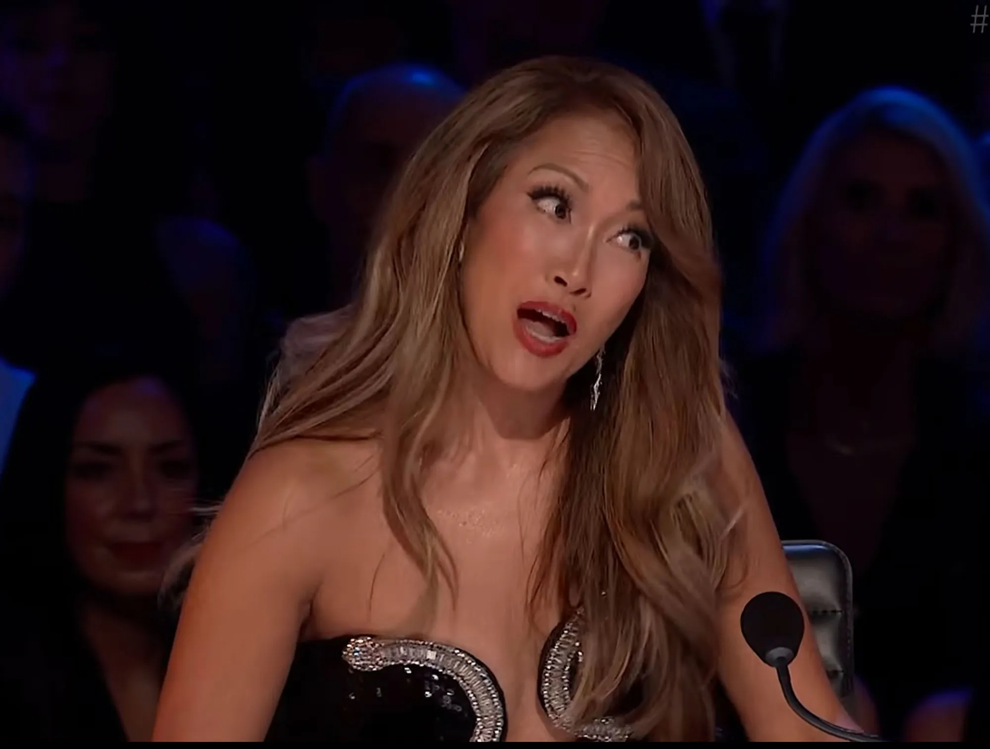 Carrie Ann Inaba speaking with an expressive expression on her face.