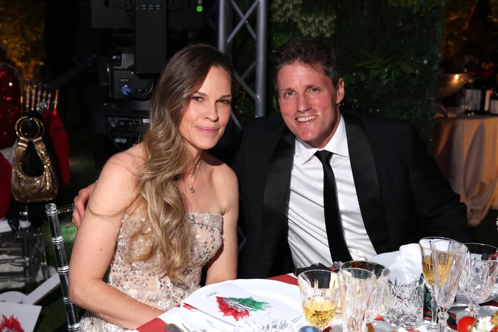 Hilary Swank and Philip Schneider at the Andrea Bocelli 