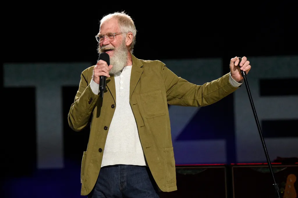 David Letterman speaks onstage during Global Citizen VAX LIVE: The Concert To Reunite The World at SoFi Stadium in Inglewood, California.