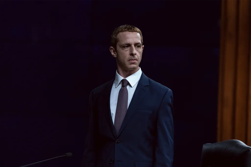 Jeremy Strong as Mark Zuckerberg in a scene from 