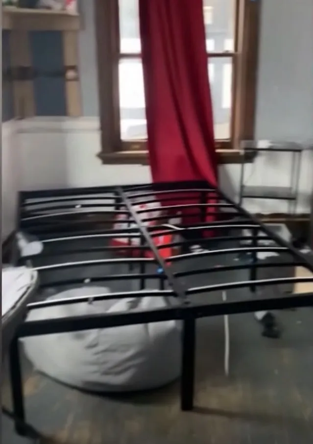 A bedroom inside Cornell University's Chi Phi fraternity.