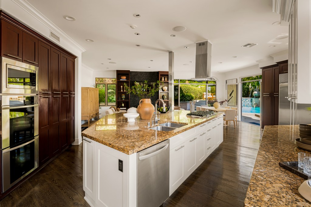 Interior view of Dolly Parton's home in Los Angeles, showing the kitchen.