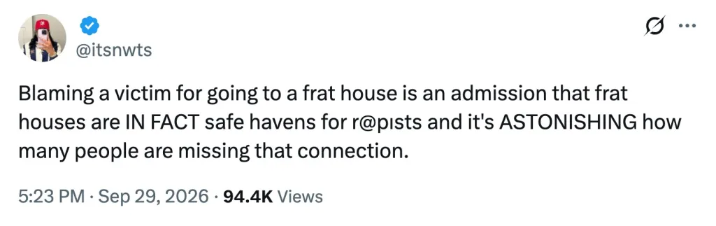 Tweet about victim blaming
