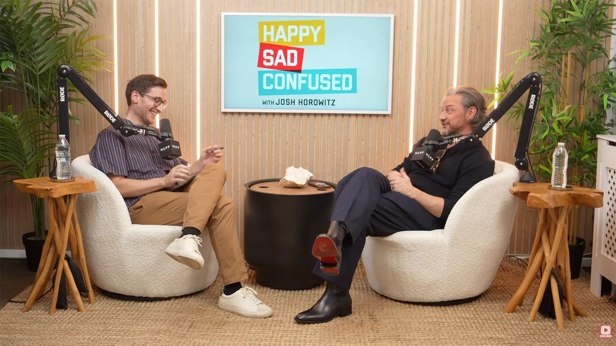 Josh Horowitz interviewing James McAvoy on the Happy Sad Confused podcast.