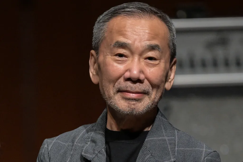 Japanese author Haruki Murakami poses for a photo.