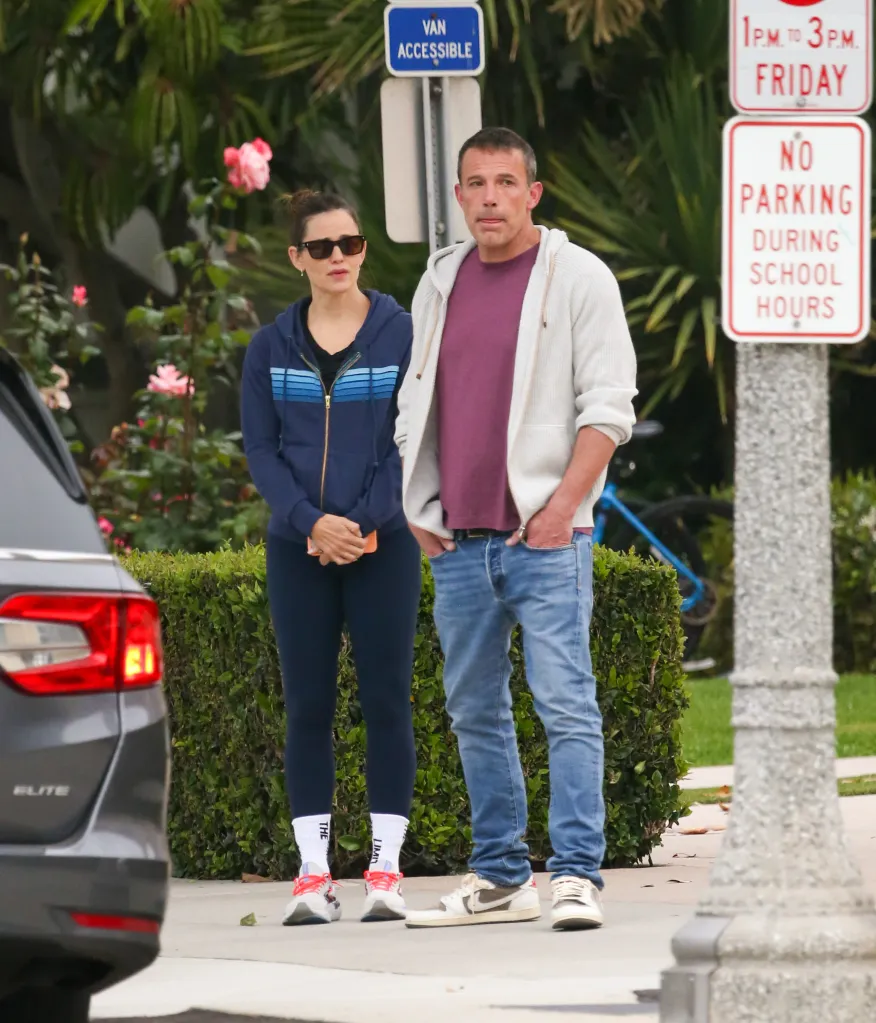 Jennifer Garner and Ben Affleck standing outdoors in Los Angeles.