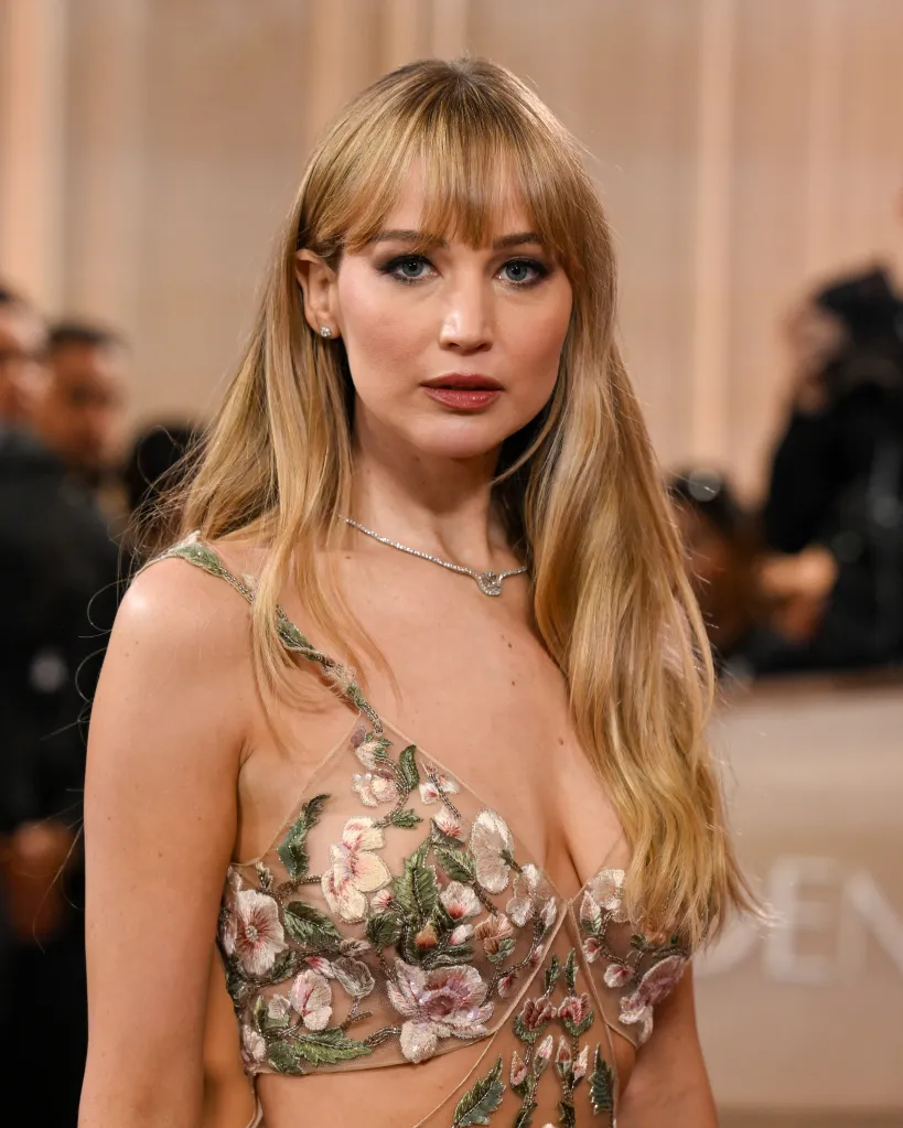 Jennifer Lawrence arrives for the Golden Globes.
