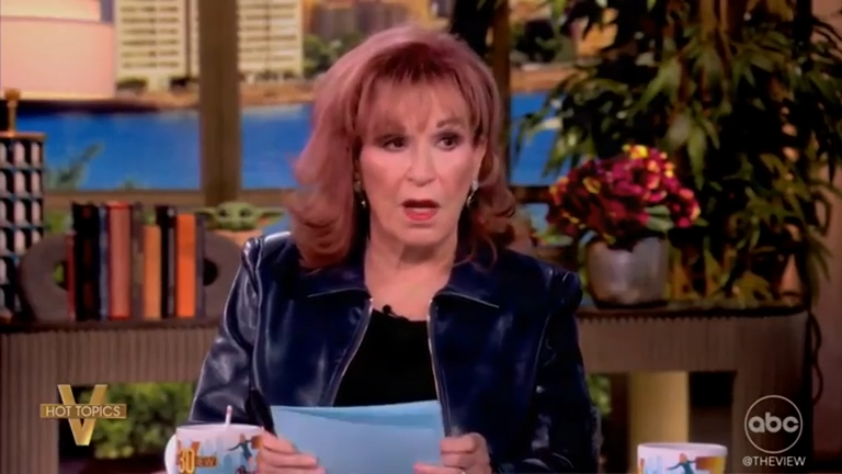 Joy Behar speaking on the set of 