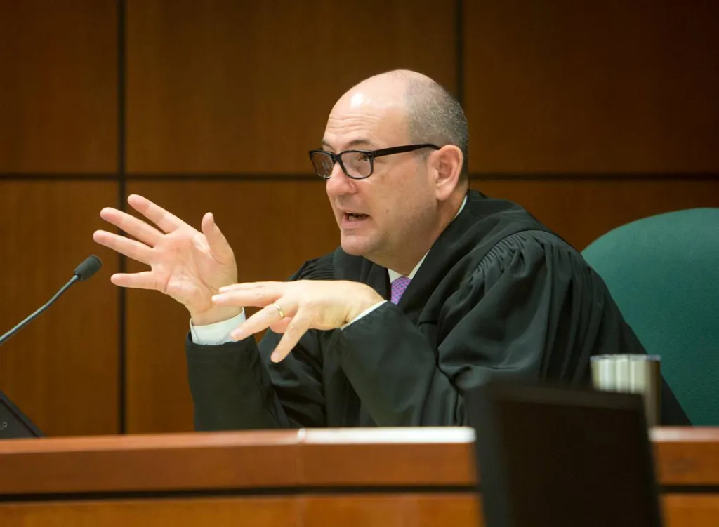 Judge Steven Hippler of Idaho's 4th Judicial District in Ada County sits on the bench.