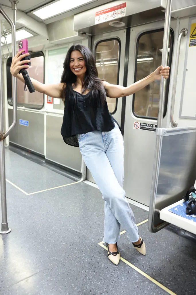 Juiana at the Wilshire Blvd and Fairfax Ave station in Los Angeles.
