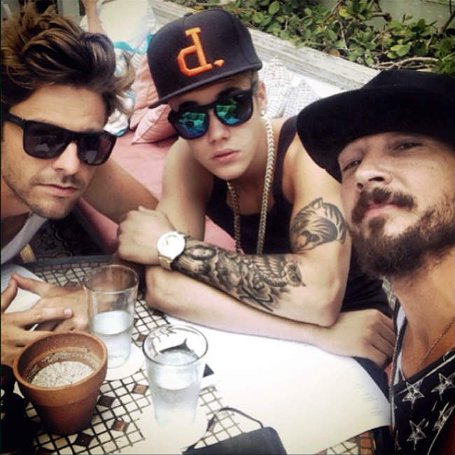 Justin Bieber with Hillsong NYC Pastor Carl Lentz and Ryan Good.