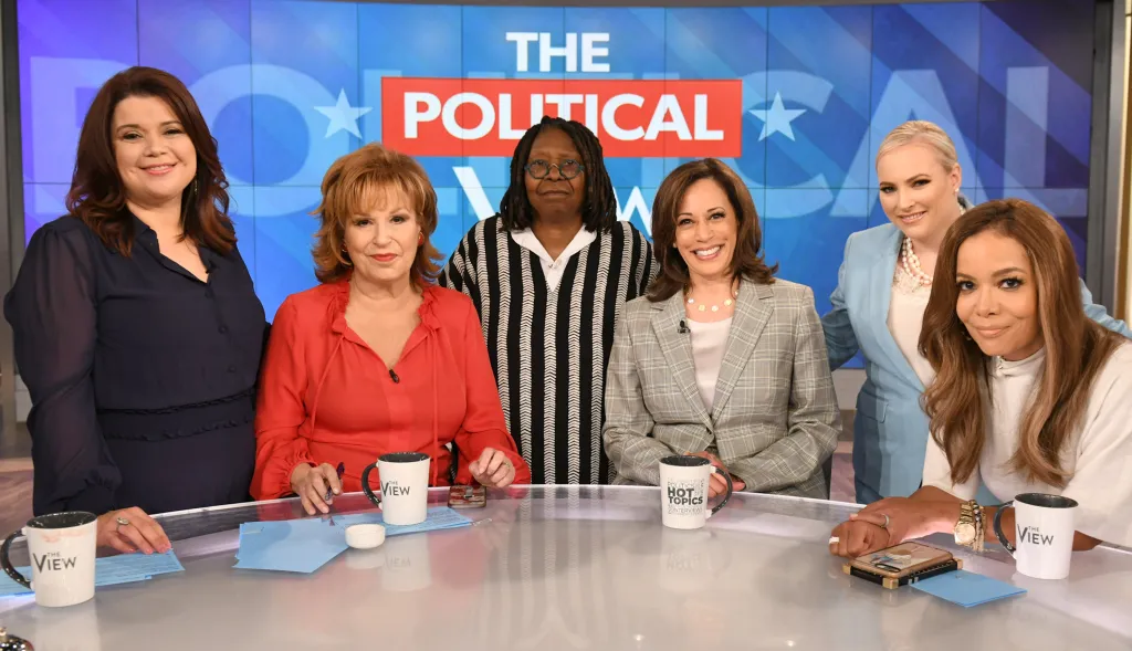 Whoopi Goldberg, Ana Navarro, Joy Behar, Kamala Harris, and Sunny Hostin on 