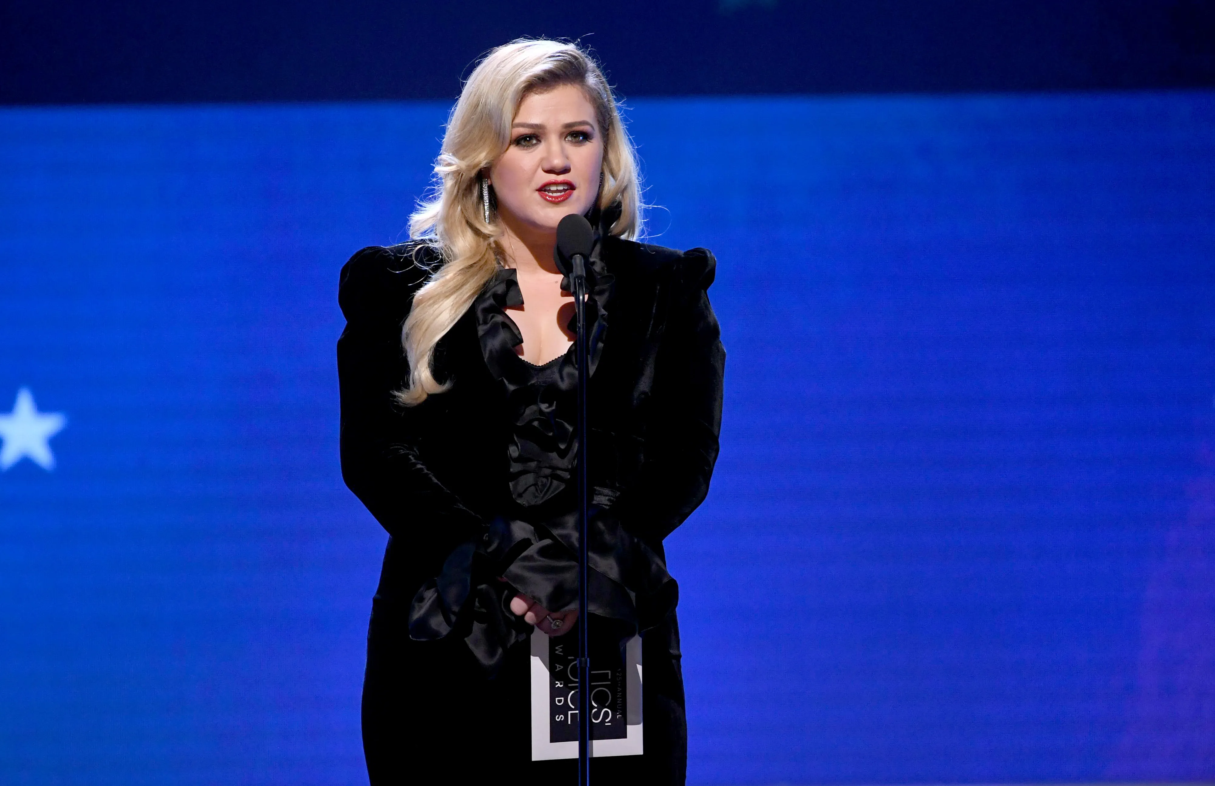 Kelly Clarkson speaks onstage during the 25th Annual Critics' Choice Awards.
