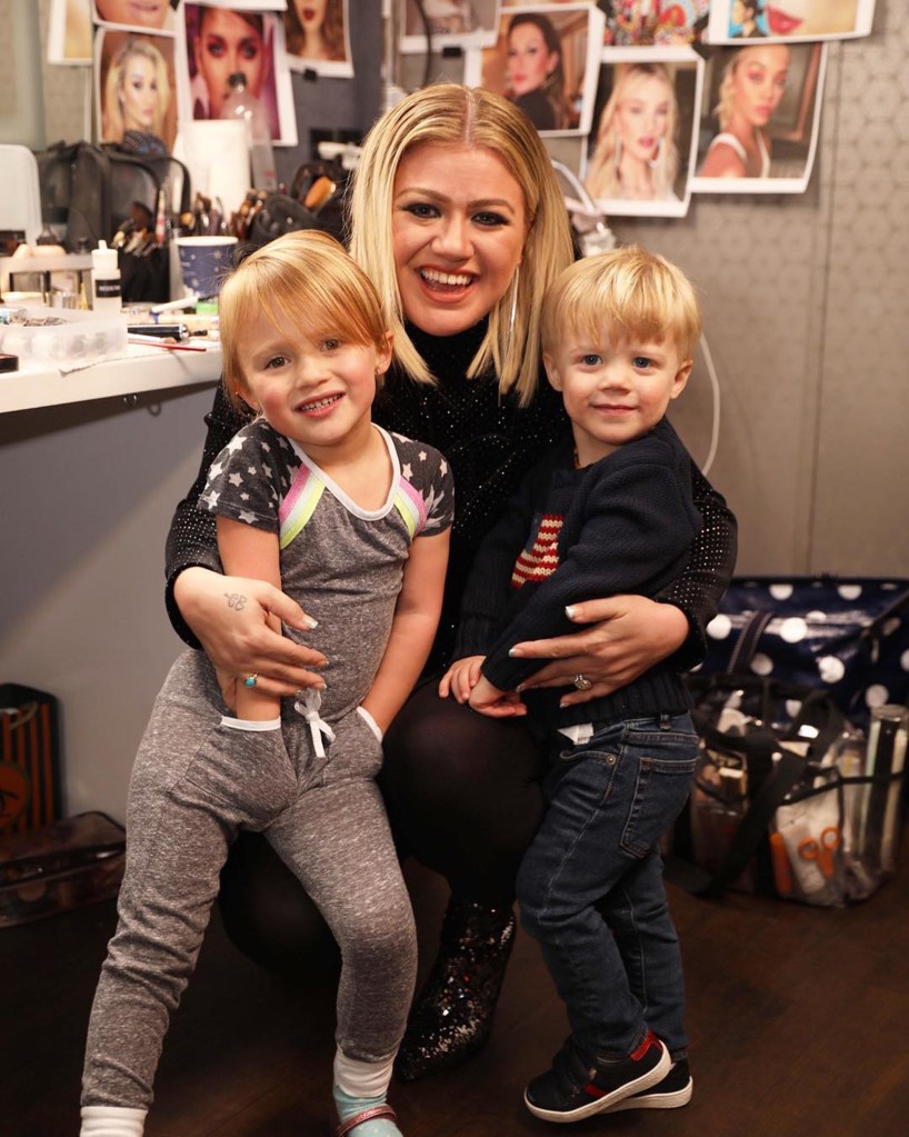 Kelly Clarkson with her two children, River Rose and Remington Alexander.