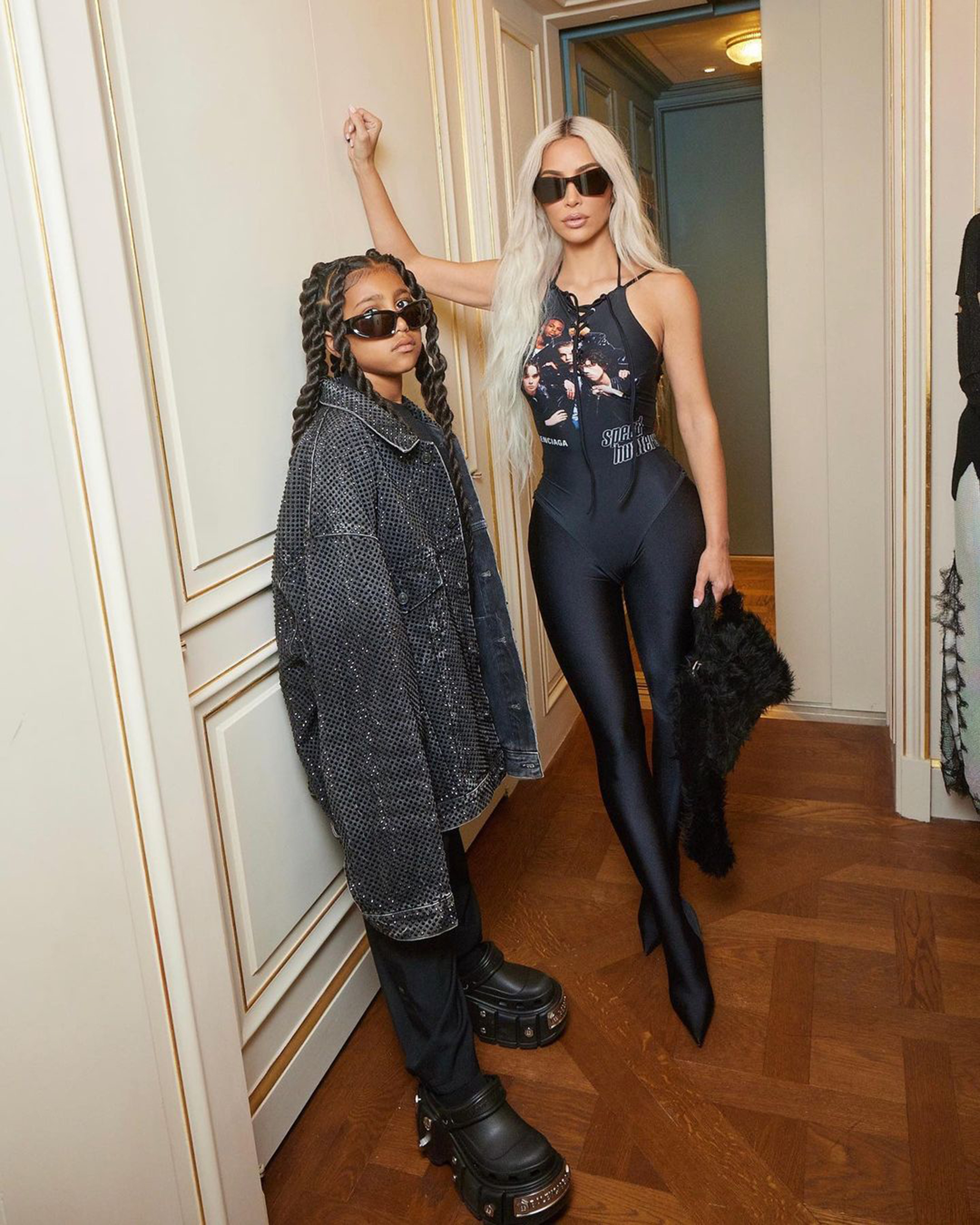 Kim Kardashian and North West.