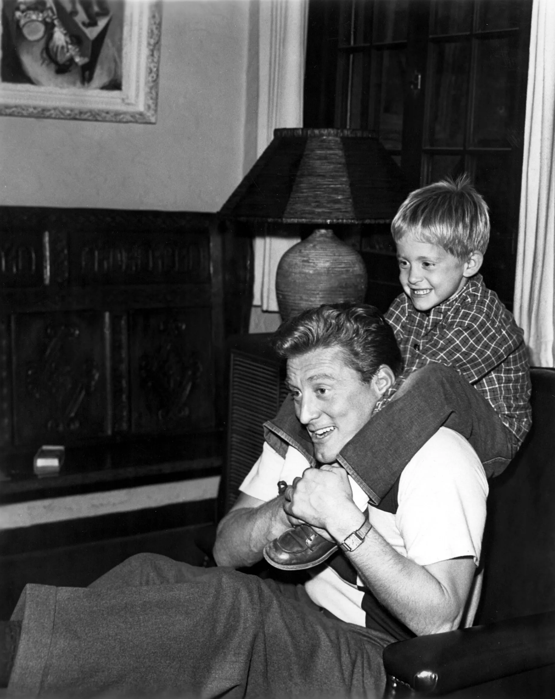Kirk Douglas with son Michael in 1949