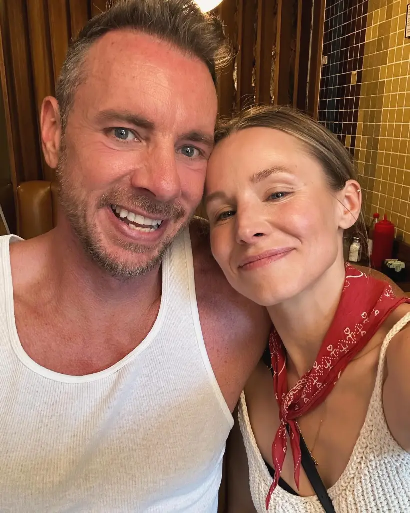 Kristen Bell and Dax Shepard pose for a close-up selfie together.
