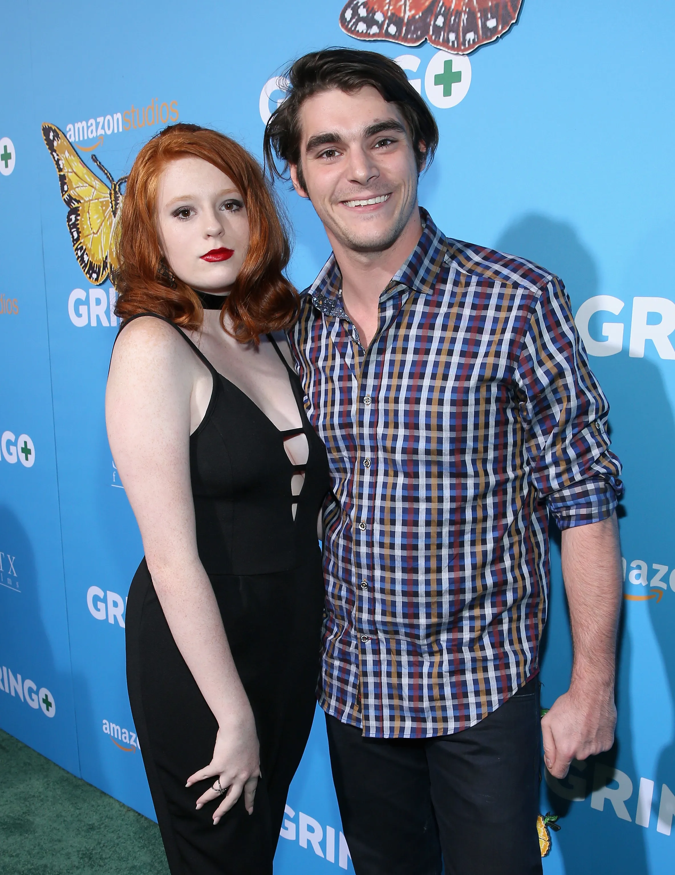 Lacianne Carriere and actor RJ Mitte attending a film premiere.