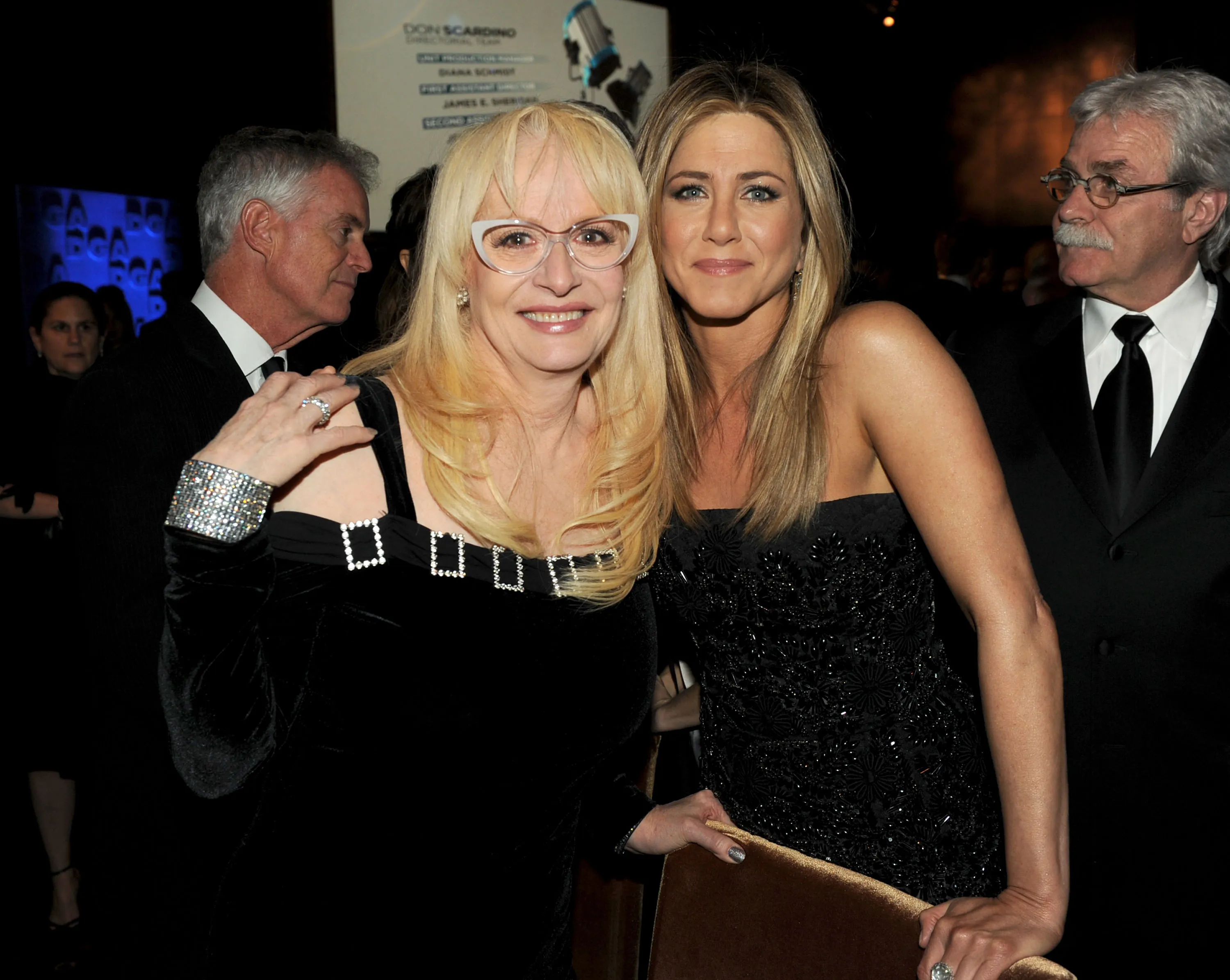 Director Penelope Spheeris and actress-director Jennifer Aniston attend the Directors Guild of America Awards cocktail reception.