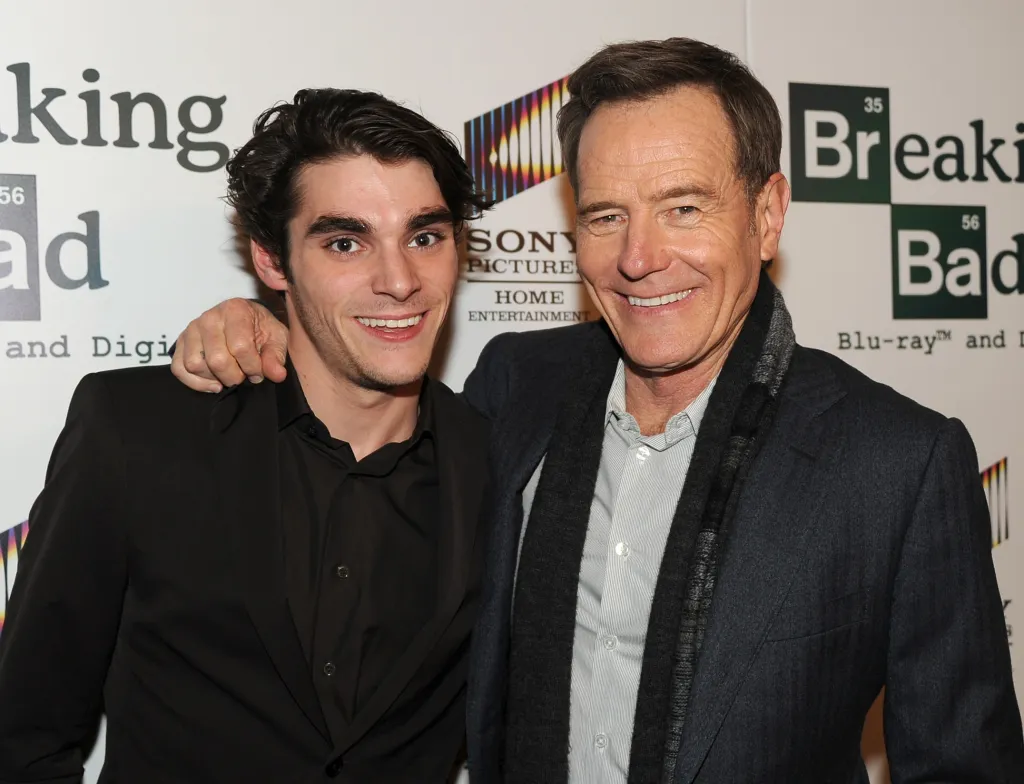 Actors RJ Mitte and Bryan Cranston at a Breaking Bad DVD launch screening.