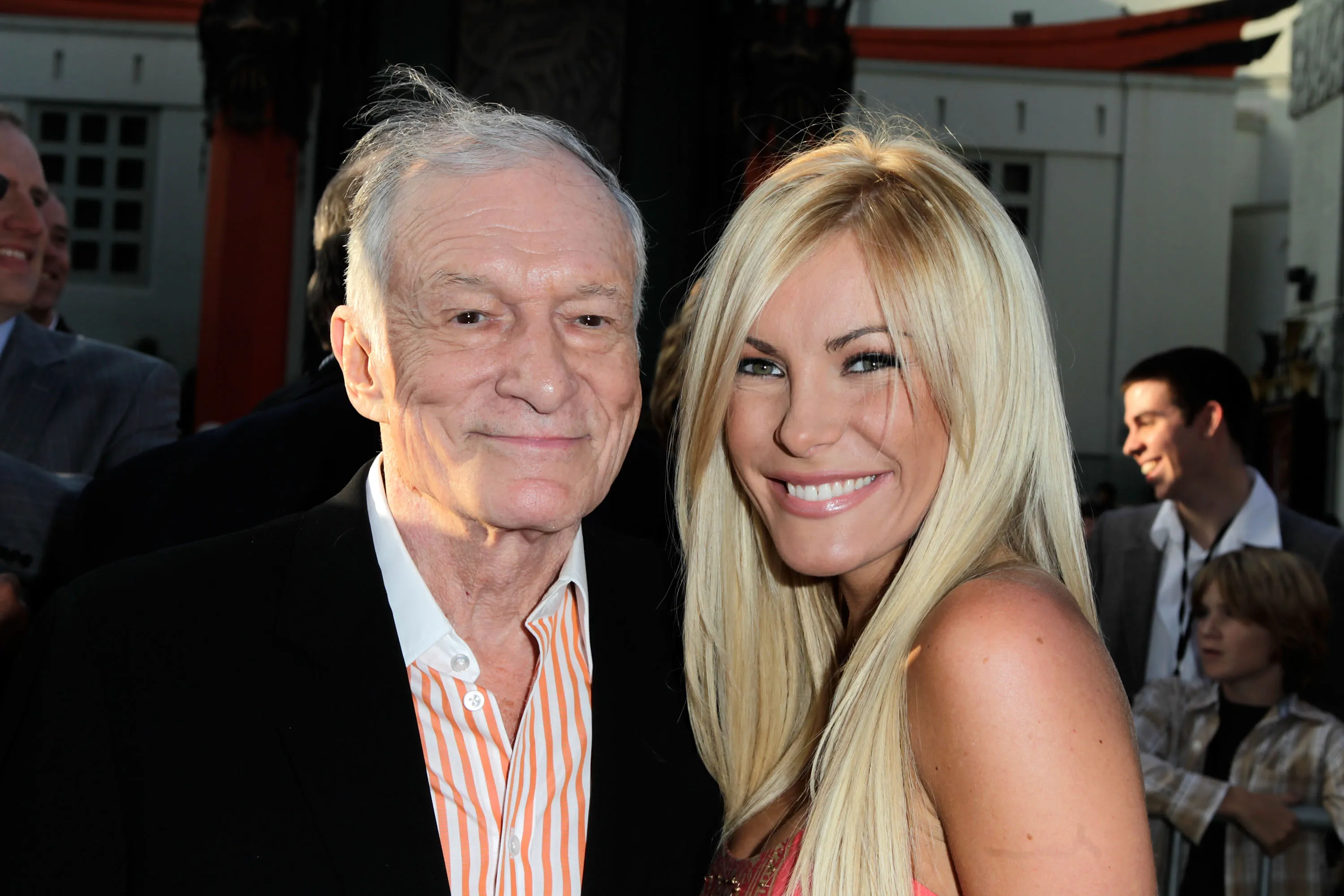 Hugh Hefner and Crystal Harris at the premiere of 