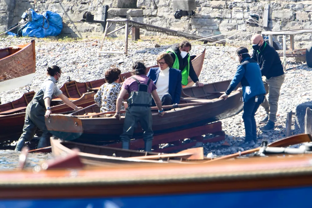 Lady Gaga and Adam Driver filming 