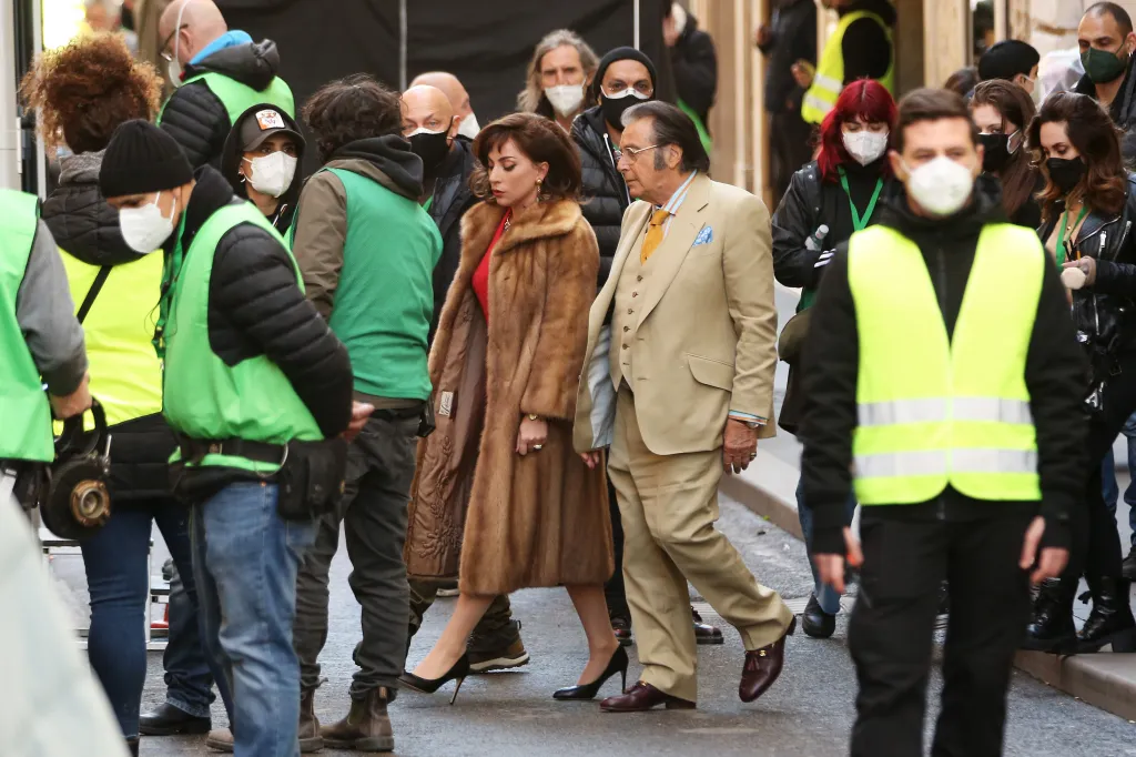 Lady Gaga and Al Pacino filming 