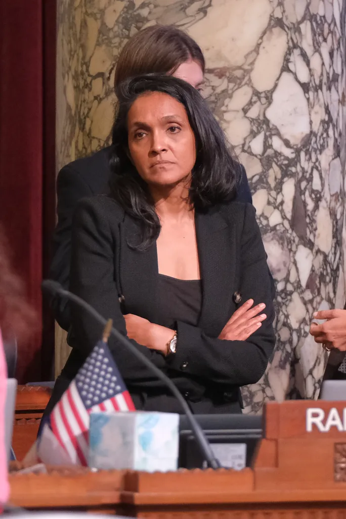 Los Angeles mayor candidate Nithya Raman during a public session at the Los Angeles City Hall.