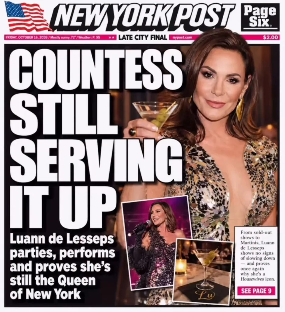 A photoshopped New York Post cover featuring Luann de Lesseps with the headline 
