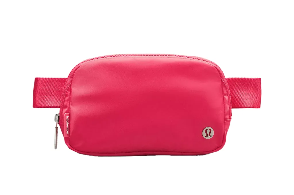 A pink waist bag with a strap named Lulu