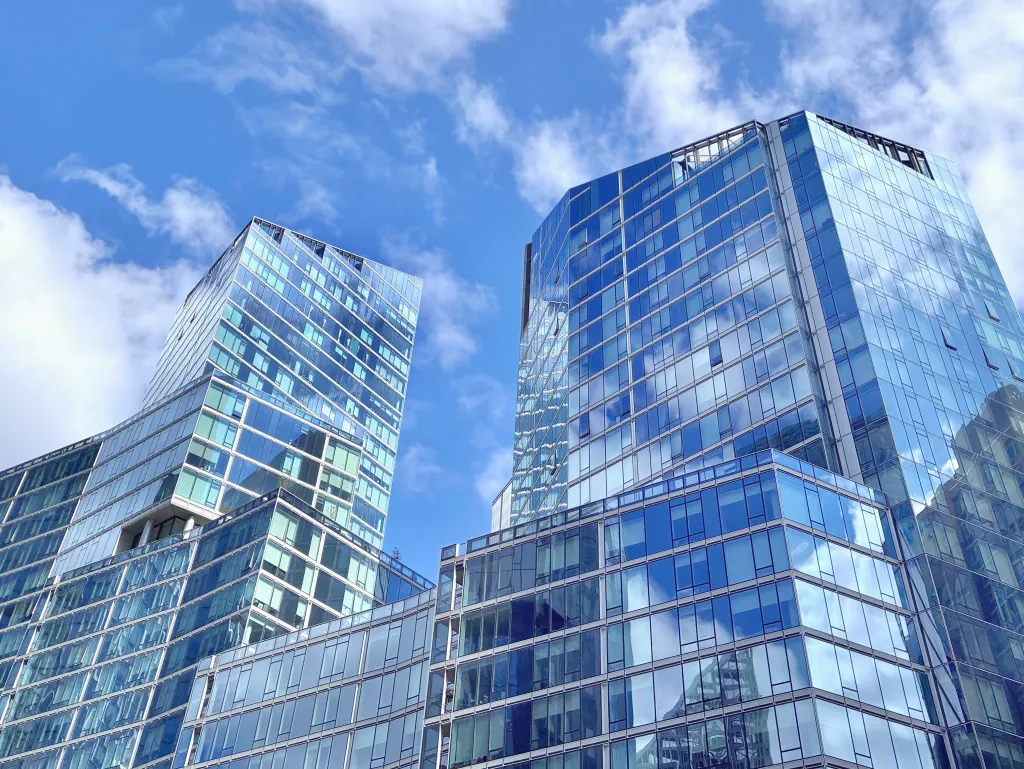 Luxury apartment towers at Waterline Square on the far west side of Manhattan.