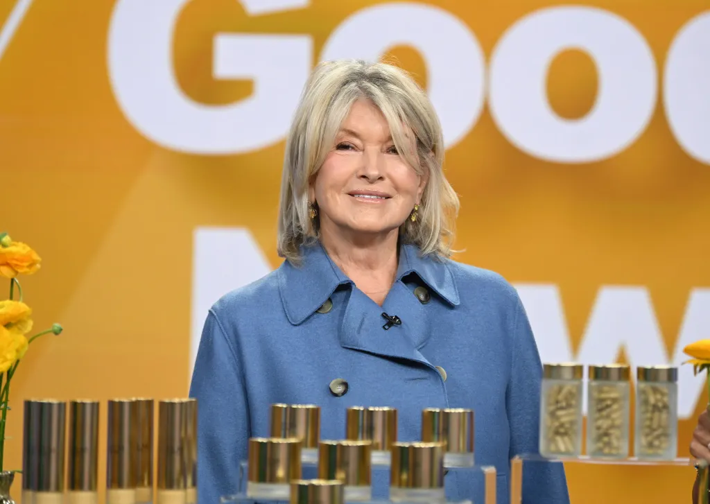 Martha Stewart during a segment of Good Day New York promoting her new skin and lip care line.