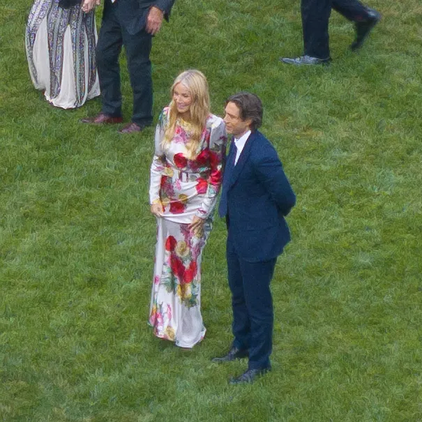 Gwyneth Paltrow and Rob Lowe attending a wedding in Santa Barbara.