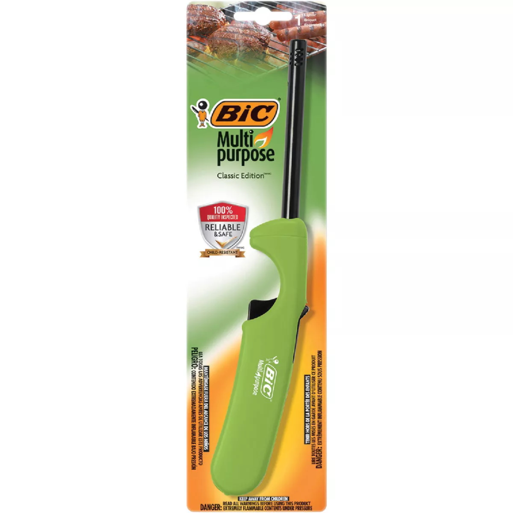 Bic Nonrefillable Straight Stem Utility Butane Lighter in packaging.