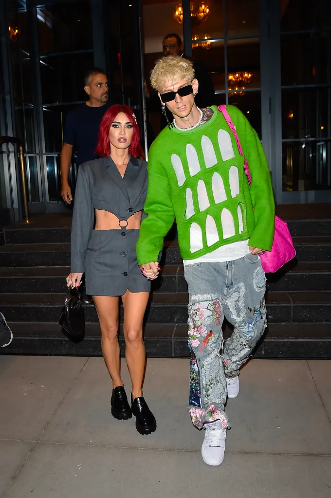 Megan Fox and Machine Gun Kelly walking together in New York City.