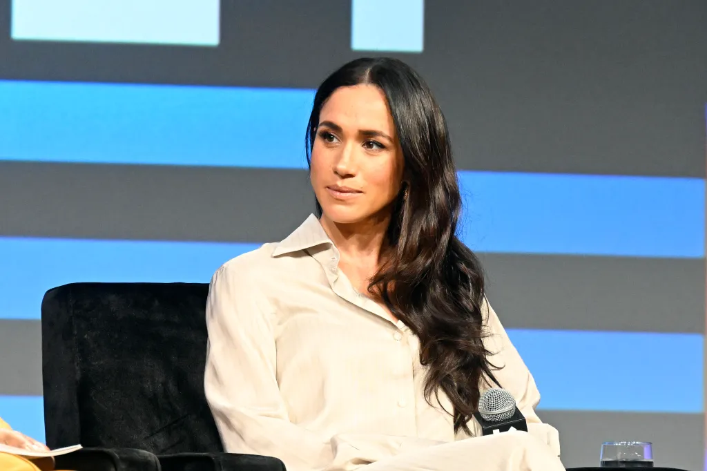 Meghan, Duchess of Sussex, speaks onstage during a panel discussion.