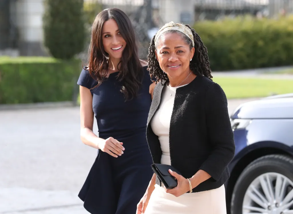 Meghan Markle and her mother, Doria Ragland, arrive at Cliveden House Hotel.