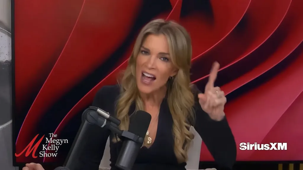Megyn Kelly gesturing while discussing breaking news on her show.
