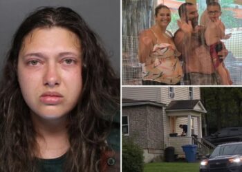 Metallica Rose Harrison’s tearful mugshot revealed as cops raid home after she allegedly butchered husband, son